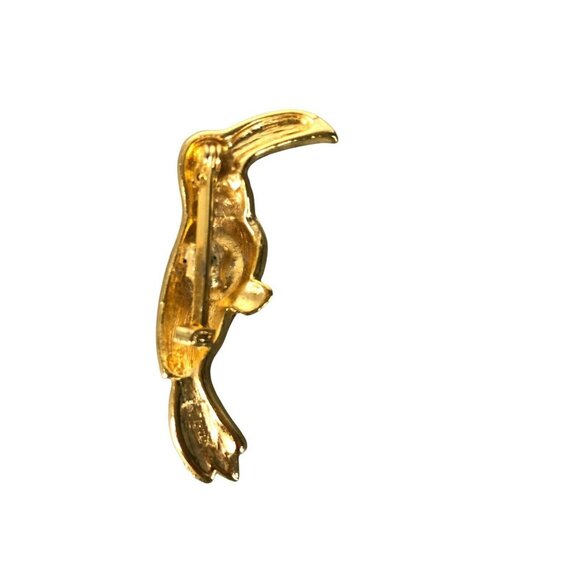 Parrot Brooch Pin Enamel Green Red Gold Color Toucan Alloy Costume Jewelry EUC - Picture 5 of 7